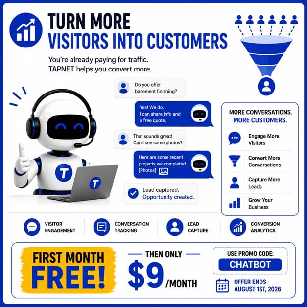 TAPNET AI Assistant graphic for converting visitors into customers.