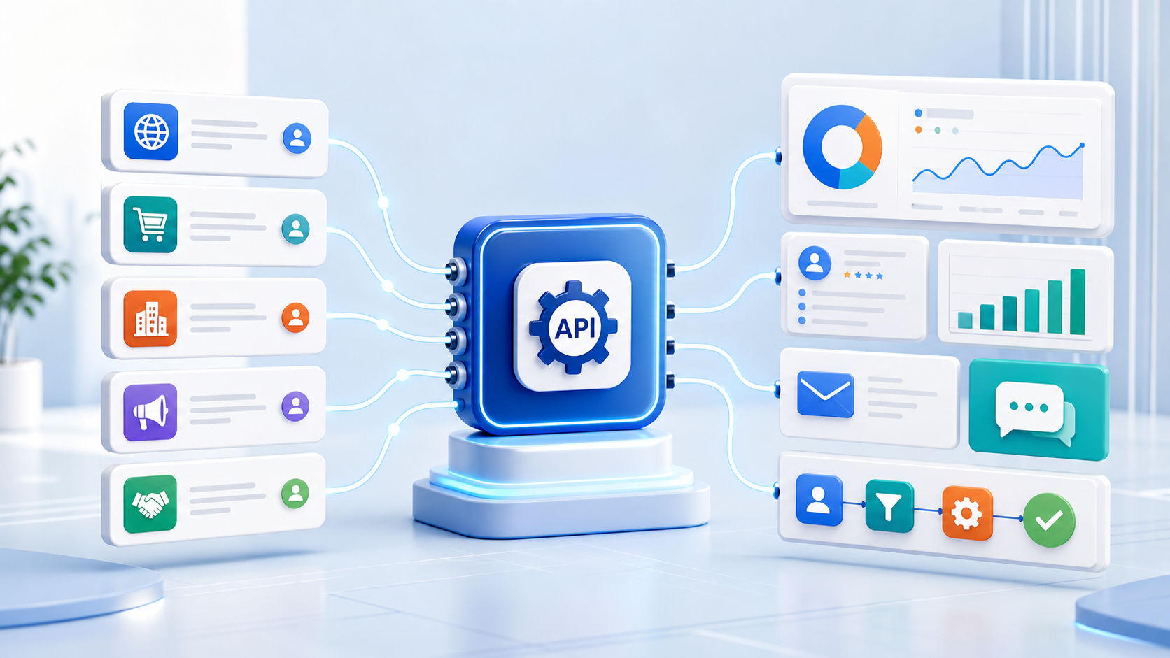 TAPNET Vendor API integration graphic showing CRM, form, email, chat, and automation leads routed into Lead Engine.