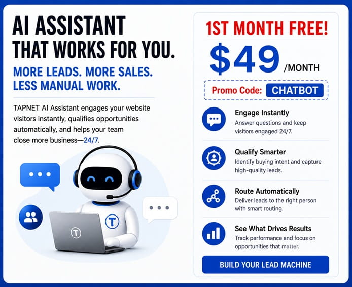 TAPNET AI Assistant Feature Spotlight Website Chat