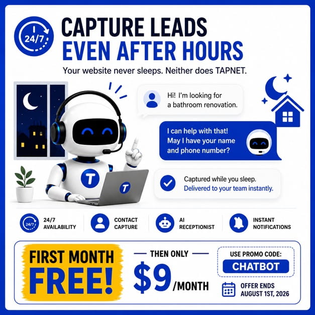 TAPNET AI Assistant capture leads 24 7 after hours